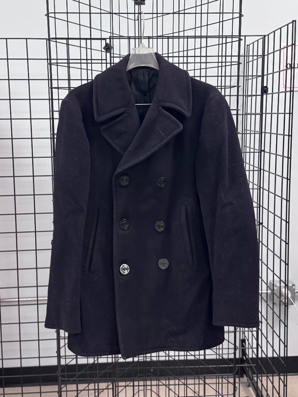 Vintage Navy Peacoat Size Small Stenciled Name